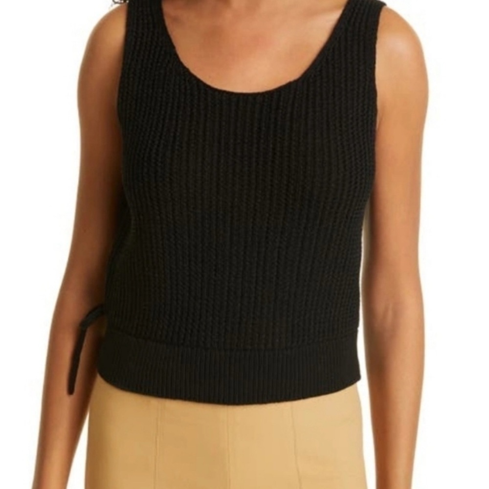 Vince Crossover Black Knit Cotton Tank Open Back Size Large